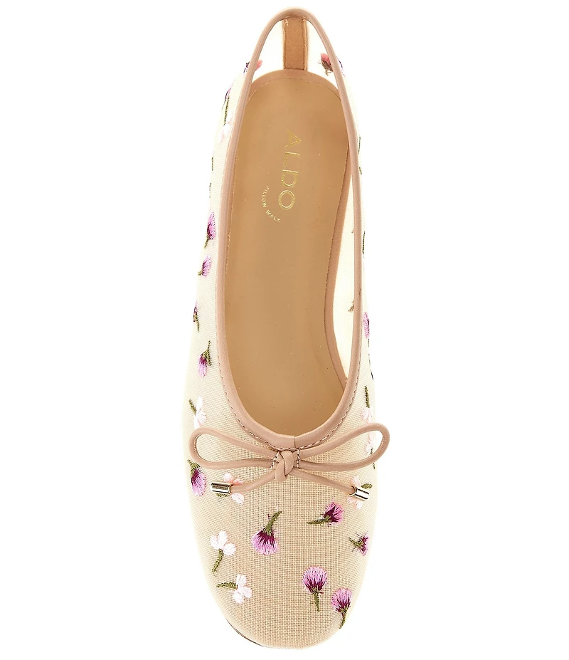 ALDO Joselie Flower Embroidery Bow Detail Ballet Flats