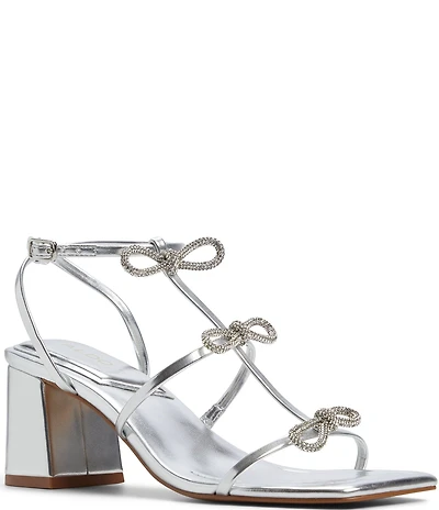ALDO Kaeli Metallic Rhinestone Bow Ornament Detail Dress Sandals