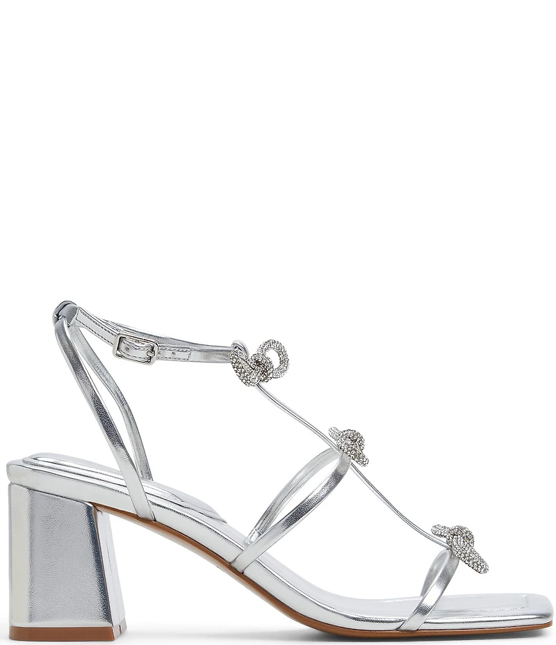 ALDO Kaeli Metallic Rhinestone Bow Ornament Detail Dress Sandals
