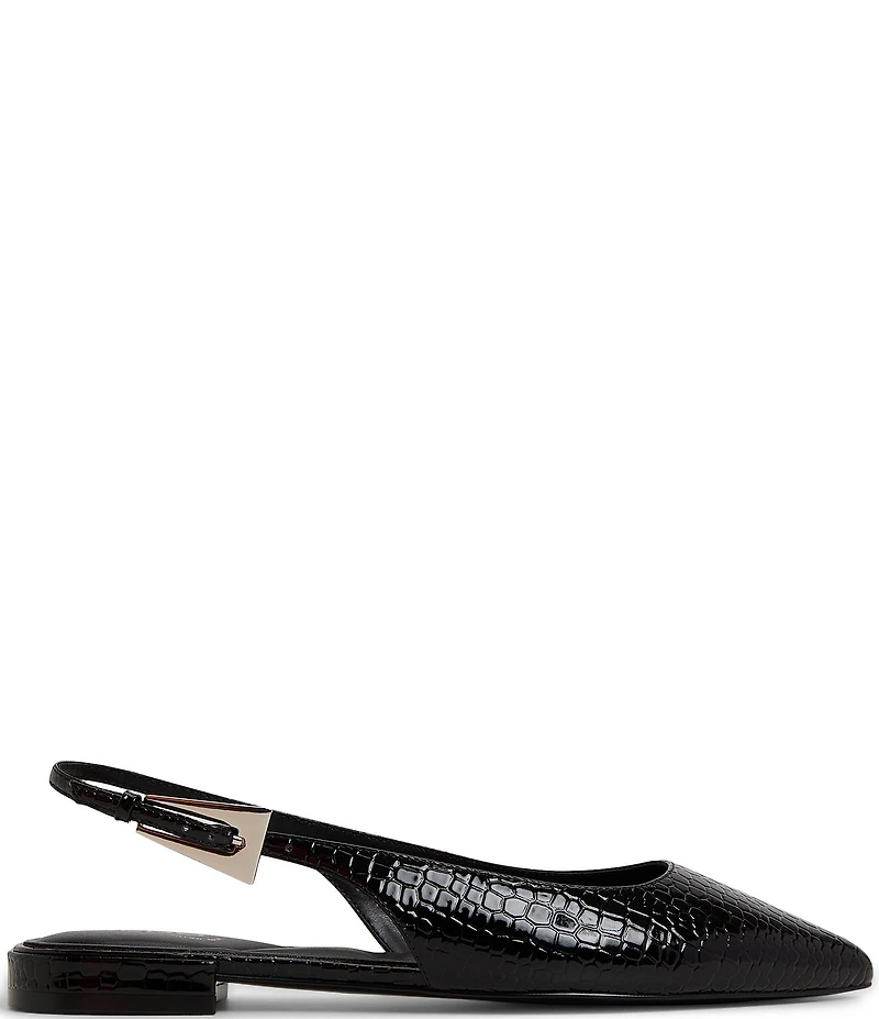 ALDO Kristell Croco Embossed Buckle Hardware Slingback Ballet Flats