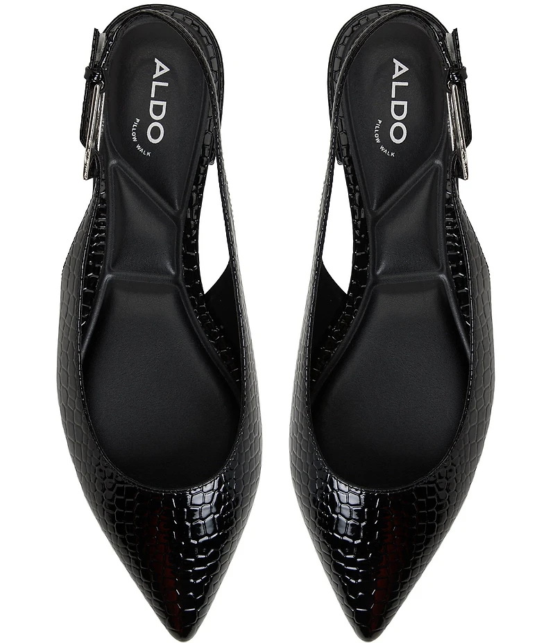 ALDO Kristell Croco Embossed Buckle Hardware Slingback Ballet Flats