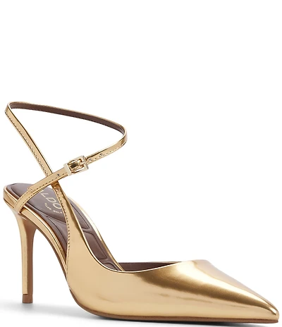 ALDO Kymmberly Metallic Ankle Strap Pointed Toe Pumps