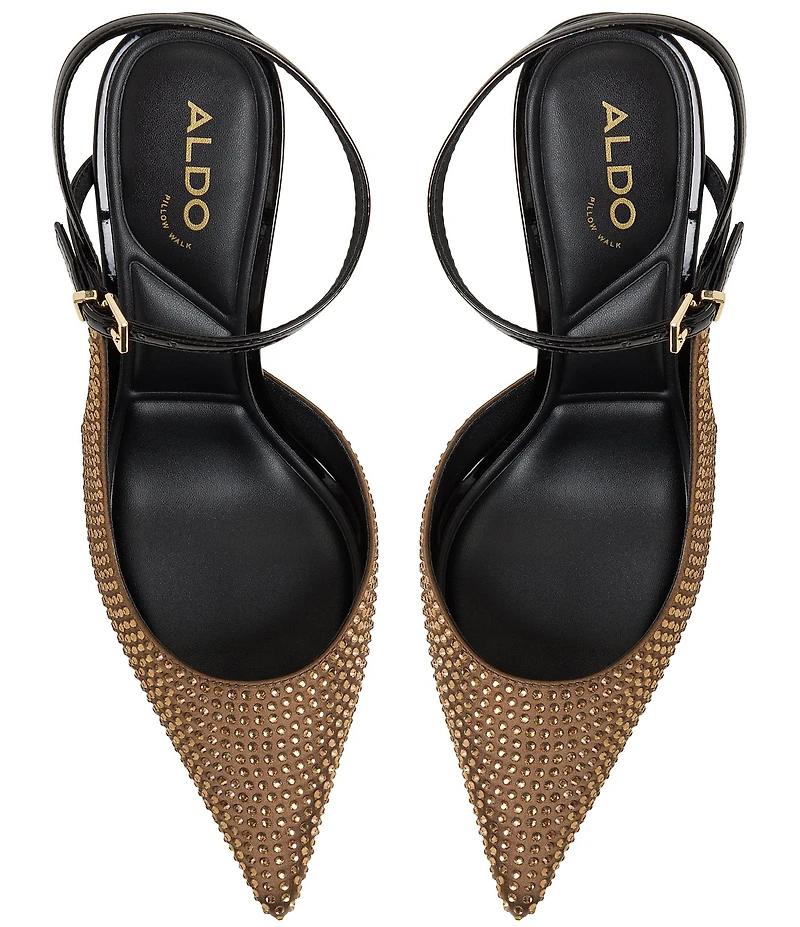ALDO Kymmberly Rhinestone Ankle Strap Pointed Toe Dress Pumps