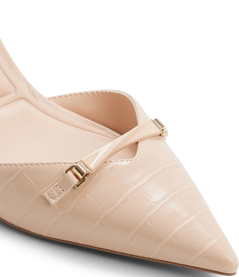 ALDO Lianya Croco Embossed Hardware Detail Slingback Pointed Toe Pumps