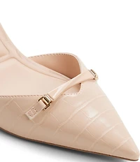 ALDO Lianya Croco Embossed Hardware Detail Slingback Pointed Toe Pumps