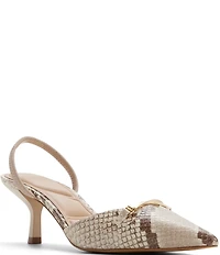 ALDO Lianya Snake Embossed Hardware Detail Slingback Pointed Toe Pumps