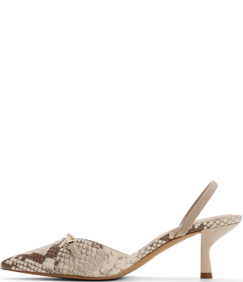 ALDO Lianya Snake Embossed Hardware Detail Slingback Pointed Toe Pumps