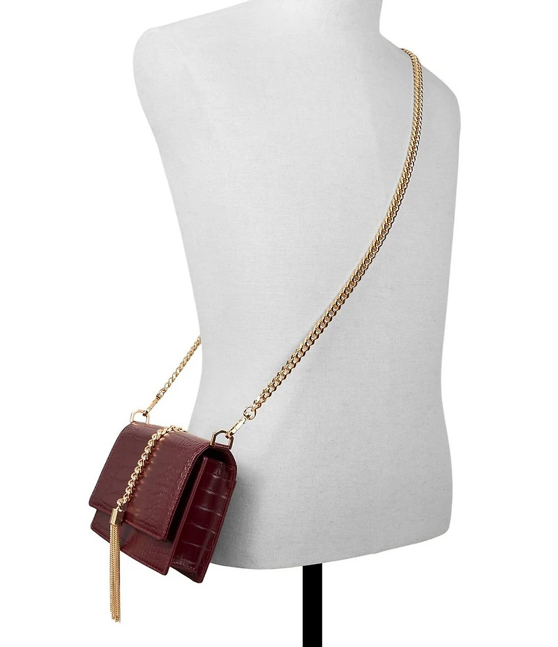 ALDO Lilitha Crocodile Embossed Metal Tassle Crossbody Bag
