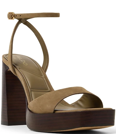 ALDO Lothon Suede Ankle Strap Platform Block Heel Dress Sandals