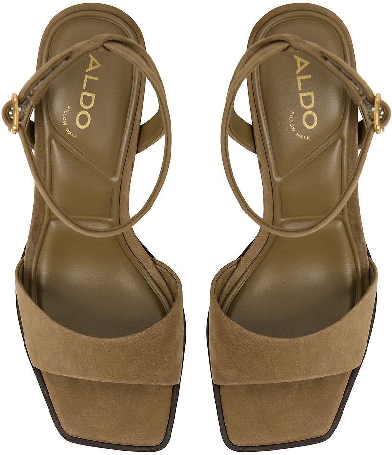 ALDO Lothon Suede Ankle Strap Platform Block Heel Dress Sandals