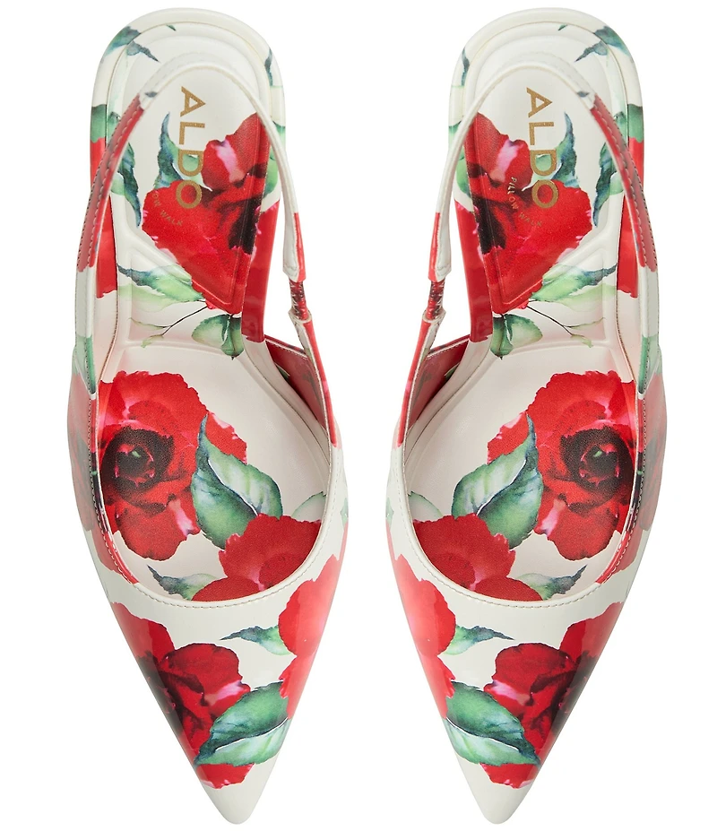 ALDO Lovebloom Floral Print Patent Slingback Pumps