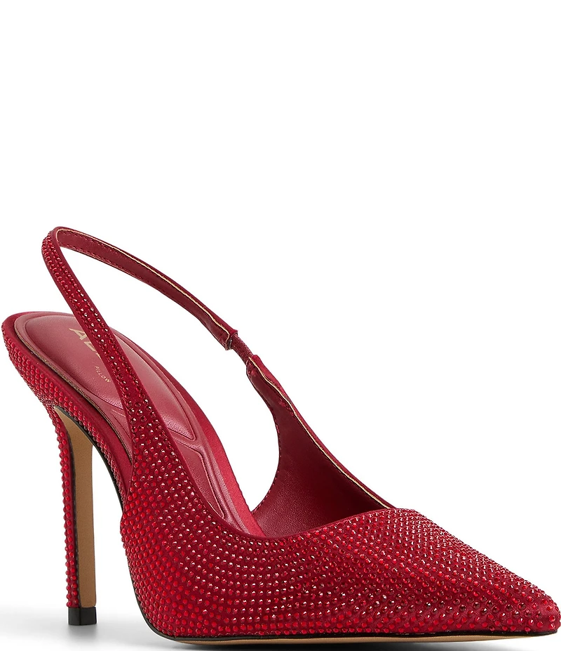 ALDO Lovebloom Rhinestone Embellished Satin Slingback Dress Pumps
