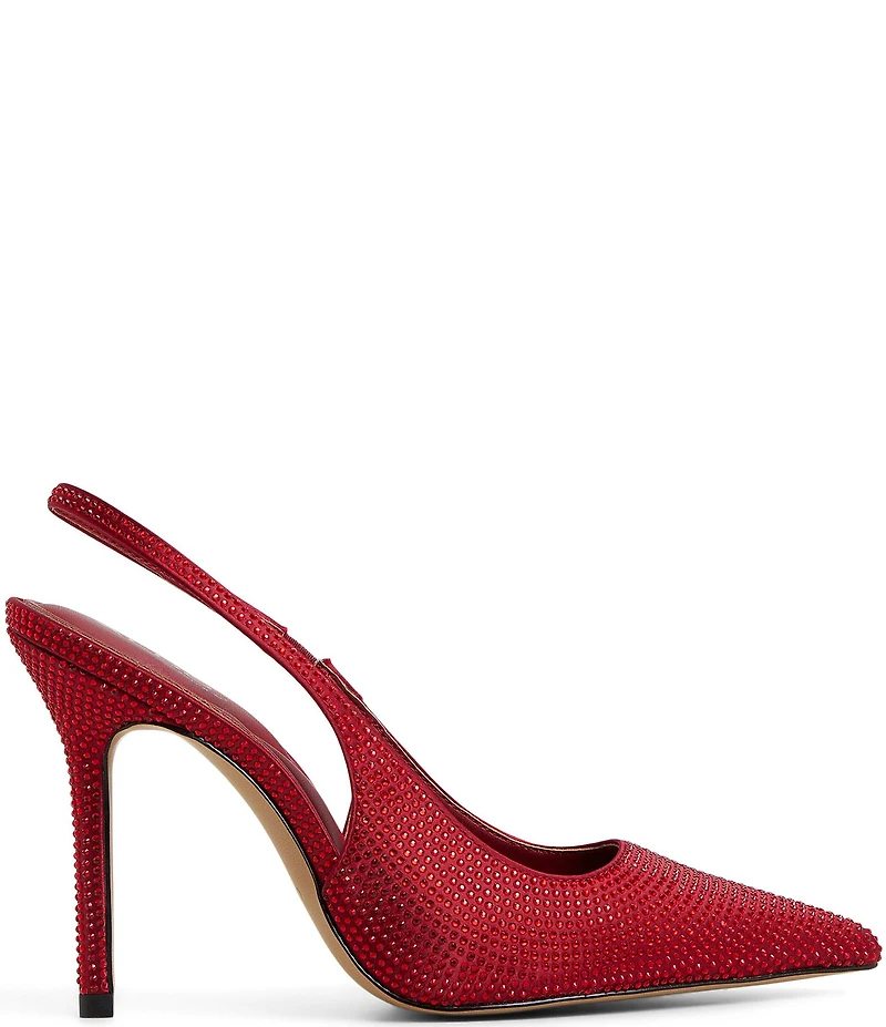 ALDO Lovebloom Rhinestone Embellished Satin Slingback Dress Pumps