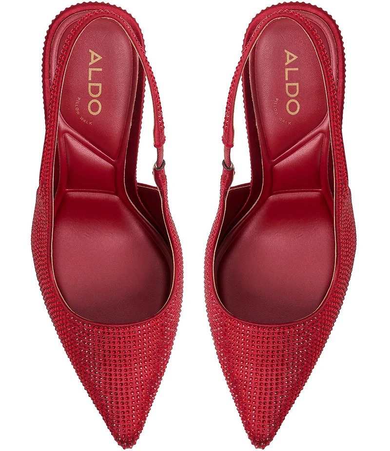 ALDO Lovebloom Rhinestone Embellished Satin Slingback Dress Pumps