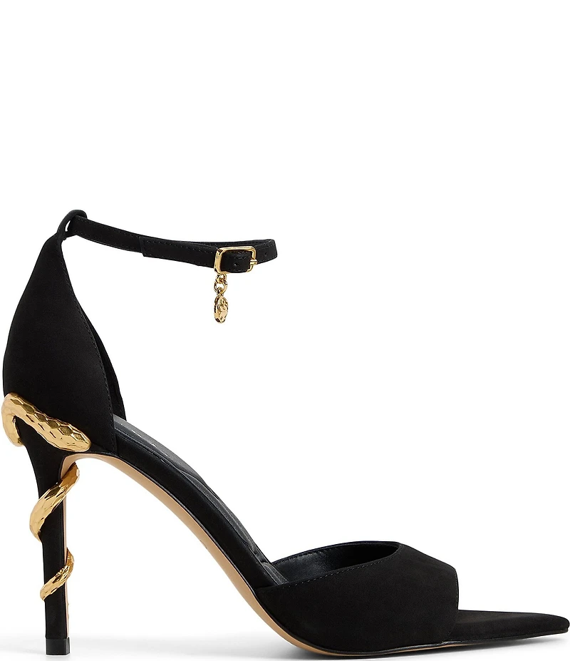 ALDO Medeza Suede Snake Heel Dress Sandals