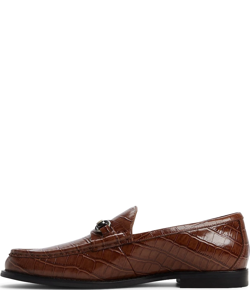 ALDO Men's Clarke Croco Embossed Leather Bit Buckle Dress Loafers