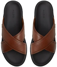 ALDO Men's Mario Leather Cross Band Slide Sandals