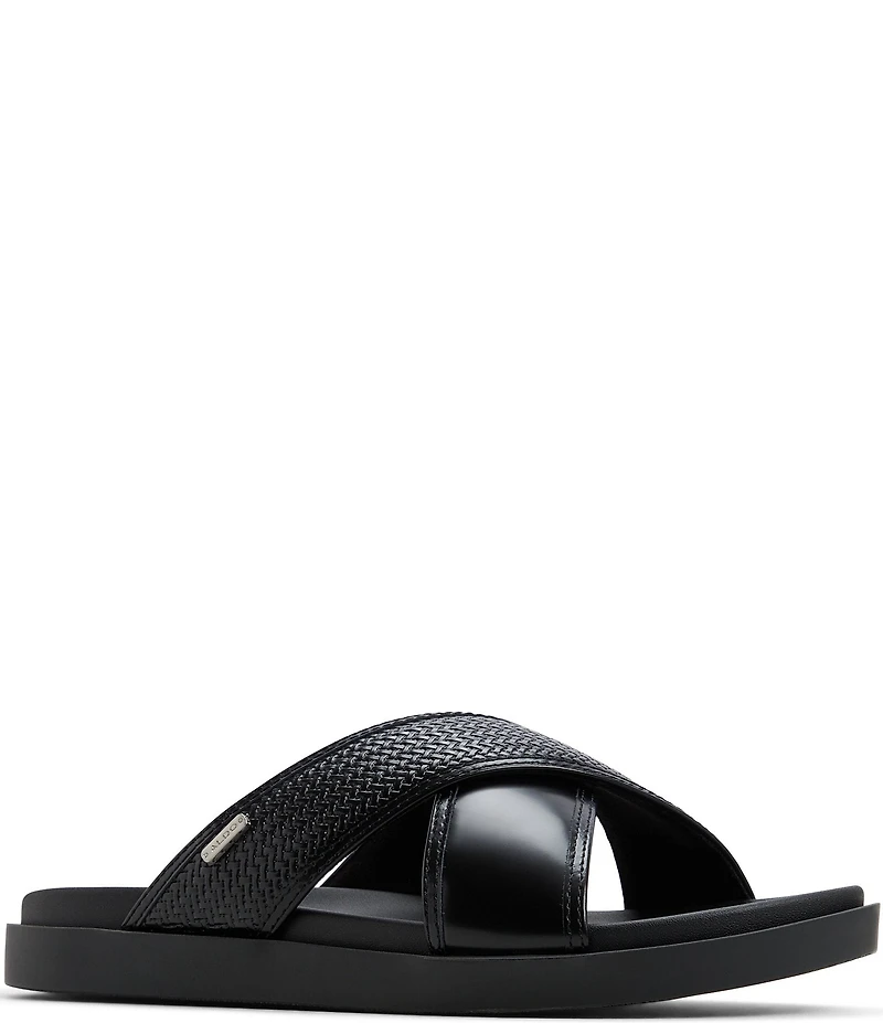 ALDO Men's Mario Leather Cross Band Slide Sandals