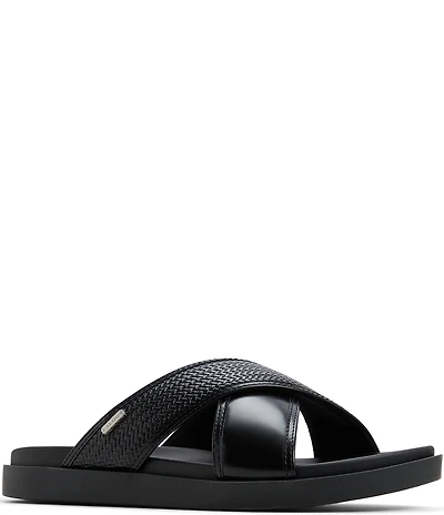 ALDO Men's Mario Leather Cross Band Slide Sandals