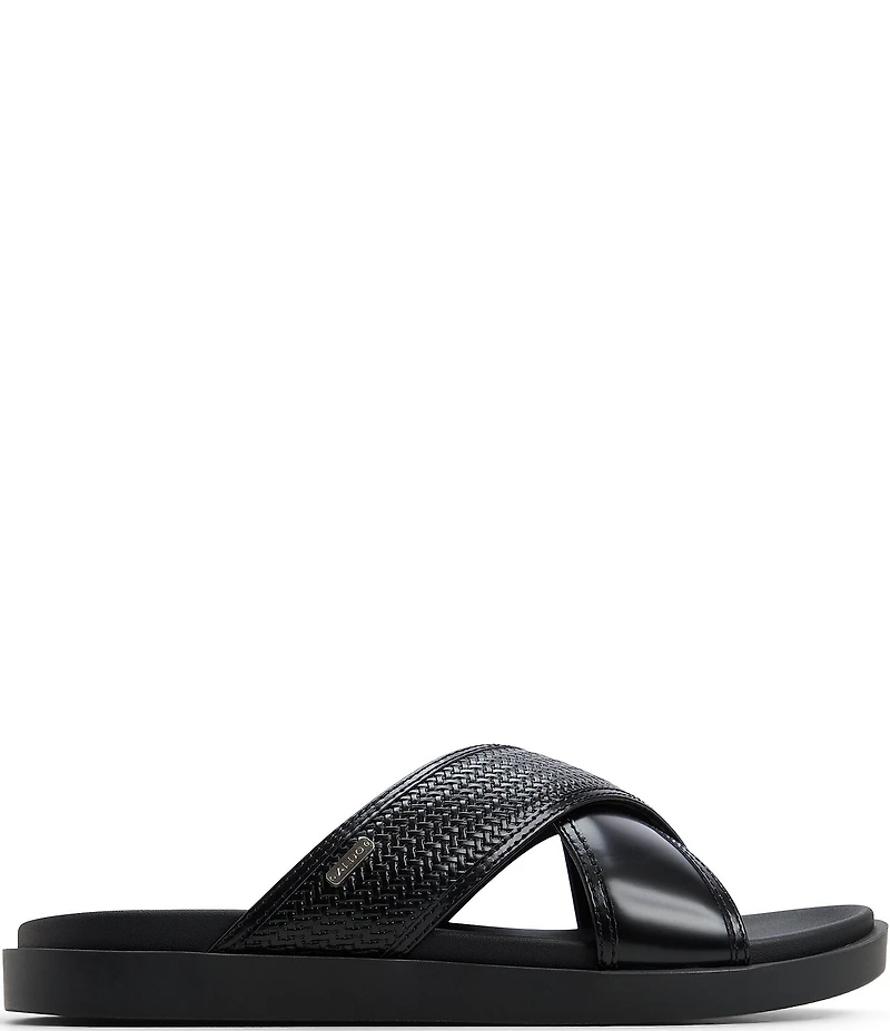 ALDO Men's Mario Leather Cross Band Slide Sandals