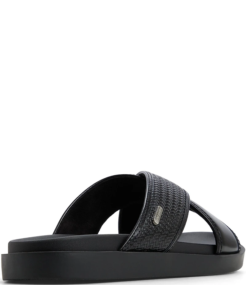 ALDO Men's Mario Leather Cross Band Slide Sandals