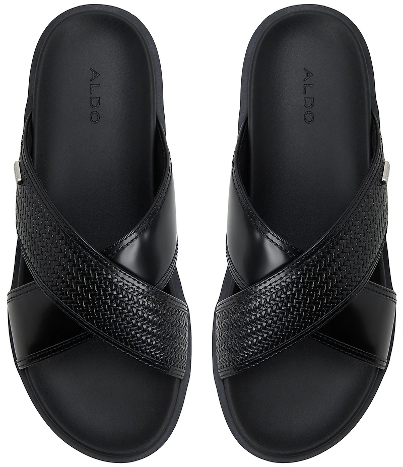 ALDO Men's Mario Leather Cross Band Slide Sandals