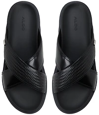 ALDO Men's Mario Leather Cross Band Slide Sandals