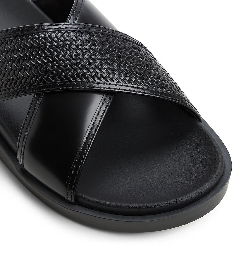 ALDO Men's Mario Leather Cross Band Slide Sandals