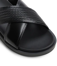 ALDO Men's Mario Leather Cross Band Slide Sandals