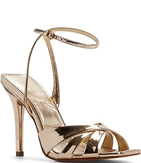 ALDO Meteora Metallic Patent Leather Ankle Strap Dress Sandals