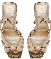 ALDO Meteora Metallic Patent Leather Ankle Strap Dress Sandals