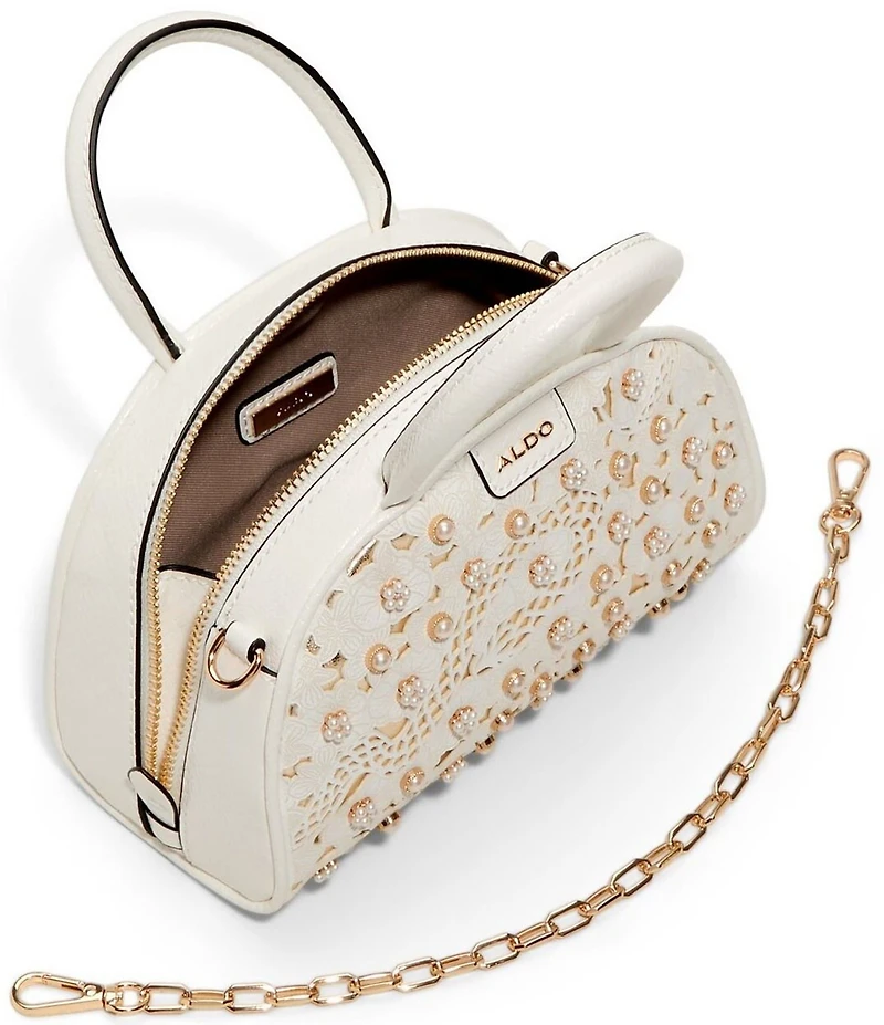 ALDO Michellie Pearl Floral Top Handle Chain Satchel Bag