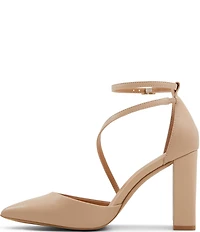 ALDO Milley Leather Ankle Strap Block Heel Pumps