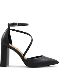 ALDO Milley Leather Ankle Strap Block Heel Pumps