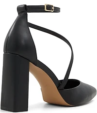 ALDO Milley Leather Ankle Strap Block Heel Pumps