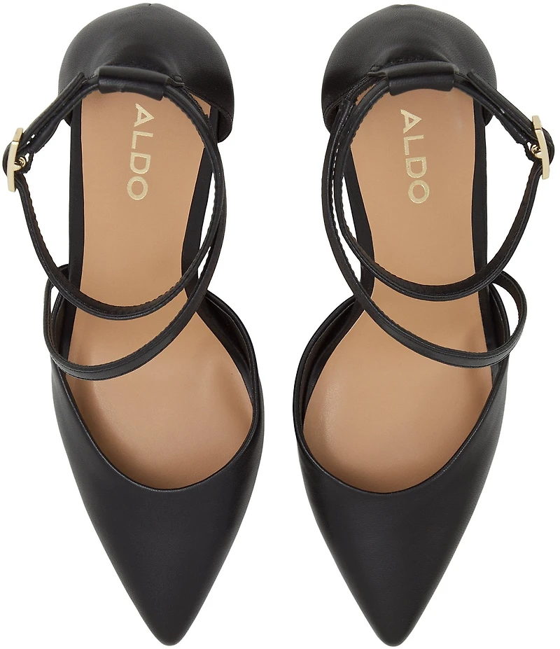 ALDO Milley Leather Ankle Strap Block Heel Pumps