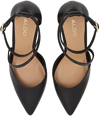 ALDO Milley Leather Ankle Strap Block Heel Pumps
