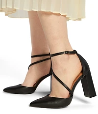 ALDO Milley Leather Ankle Strap Block Heel Pumps