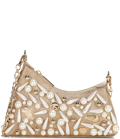 ALDO Mirrella Medium Embellished Metallic Straw Shoulder Bag