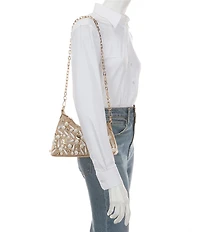ALDO Mirrella Medium Embellished Metallic Straw Shoulder Bag