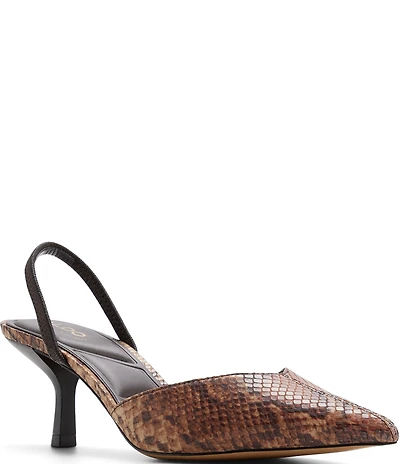 ALDO Olivia Snake Embossed Slingback Pointed Toe Pumps