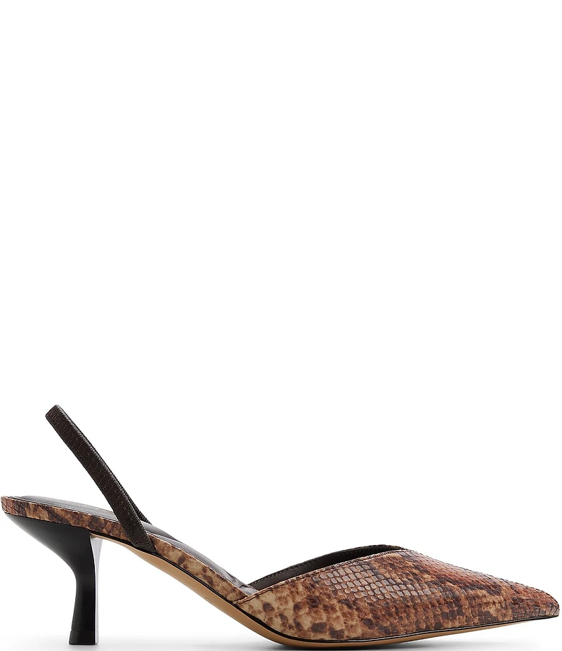 ALDO Olivia Snake Embossed Slingback Pointed Toe Pumps