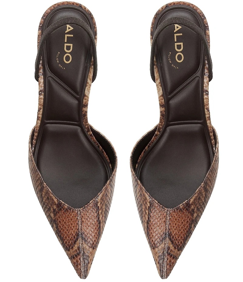 ALDO Olivia Snake Embossed Slingback Pointed Toe Pumps