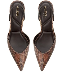 ALDO Olivia Snake Embossed Slingback Pointed Toe Pumps