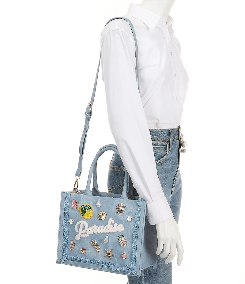 ALDO Paradise Denim Embellished Tote Bag