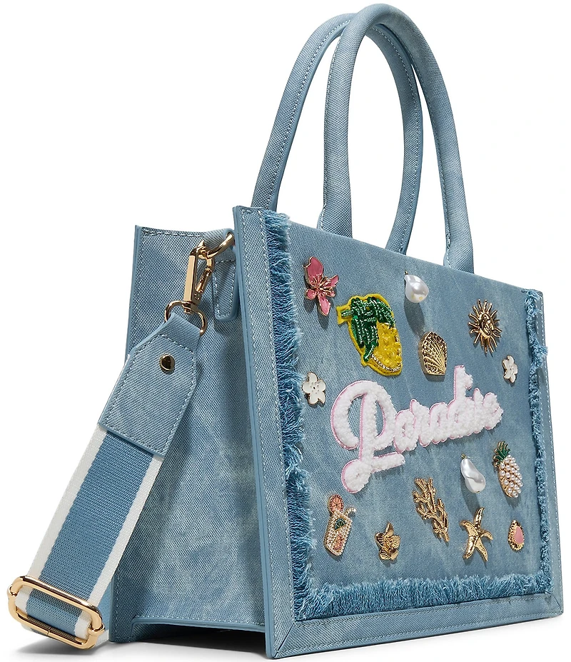 ALDO Paradise Denim Embellished Tote Bag