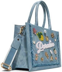 ALDO Paradise Denim Embellished Tote Bag
