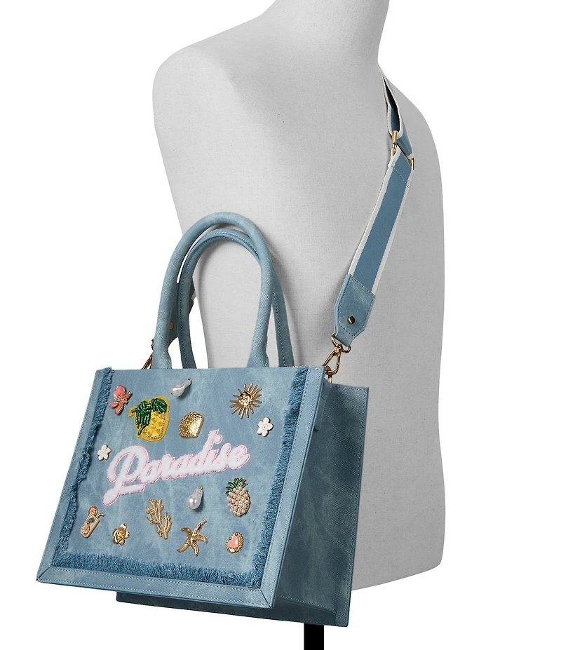 ALDO Paradise Denim Embellished Tote Bag