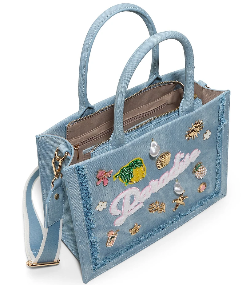 ALDO Paradise Denim Embellished Tote Bag