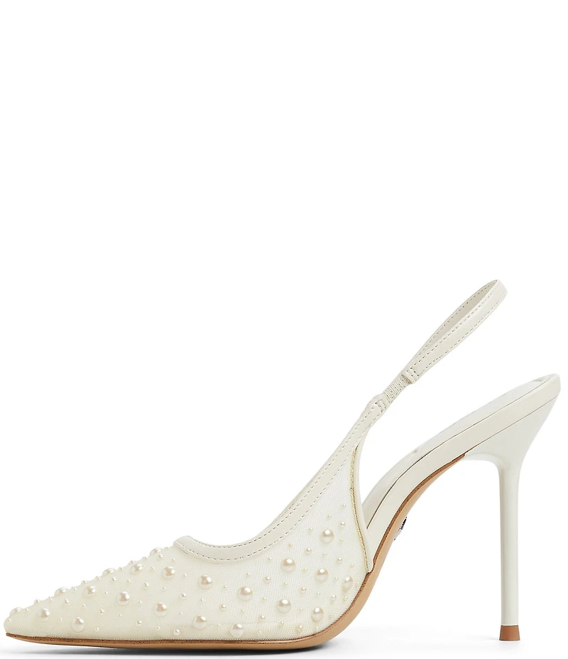 ALDO Pearlescent Pearl Embellished Mesh Slingback Dress Pumps